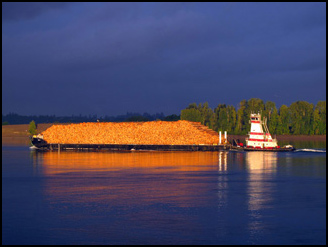 Full barge, Sauvie Island, Authors Road